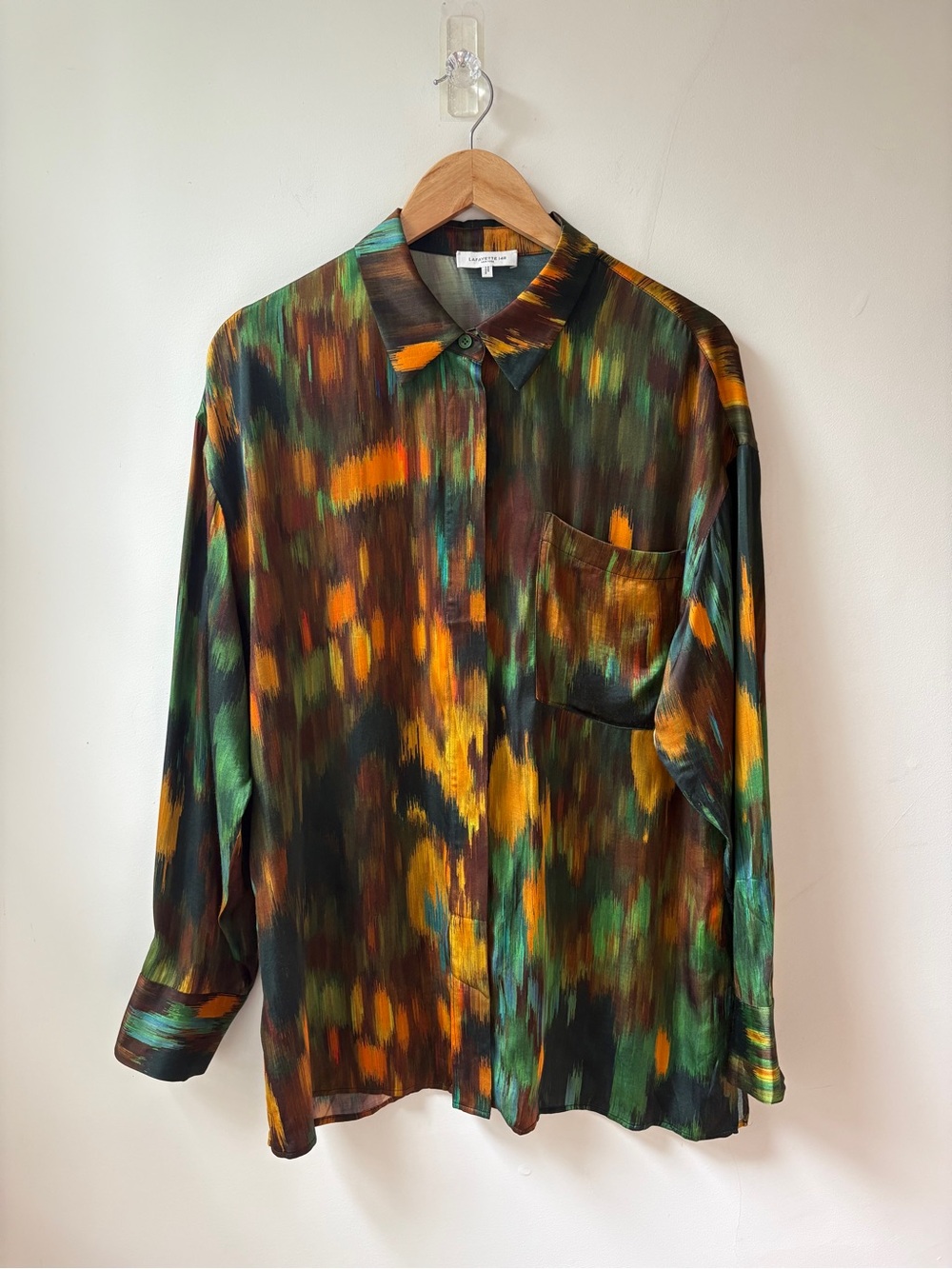Lafayette 148 New York Multicolor Abstract Button-Down Shirt - Picture 2 of 11